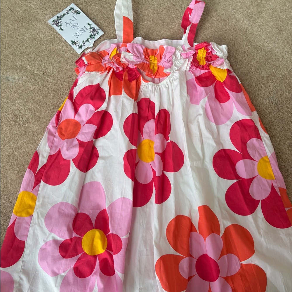 iris & ivy Pink and Orange Floral Kids Dress